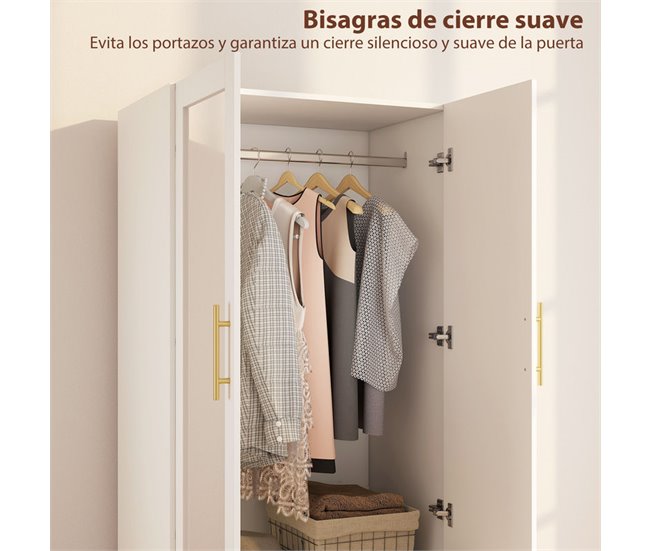 Armario Ropero MDF, Vidrio HOMCOM, hogar - muebles de dormitorio Blanco
