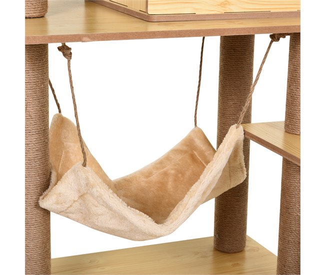 Árbol para Gatos Melamina de Madera, Yute, Poliéster PawHut Amarillo