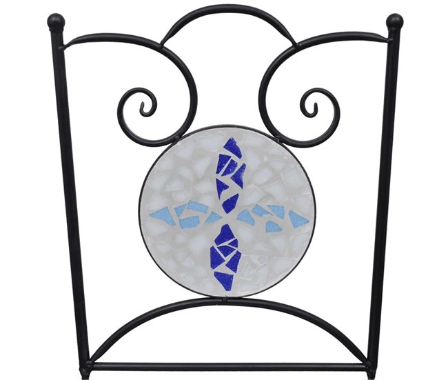 2 Sillas de jardín bistró plegables de cerámica Azul