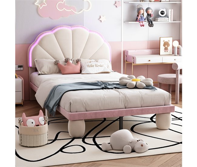 Cama infantil de terciopelo 99x210 Rosa