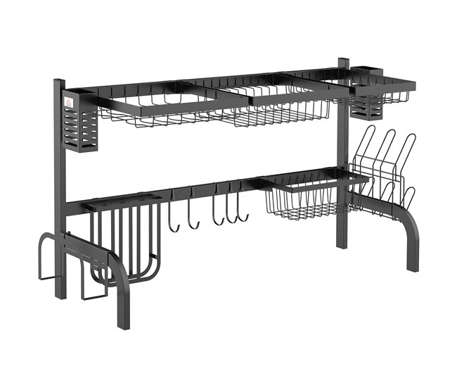 Escurridor de Platos Acero HOMCOM, hogar - cocina Negro