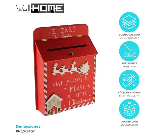 Buzón decorativo Navideño Rojo