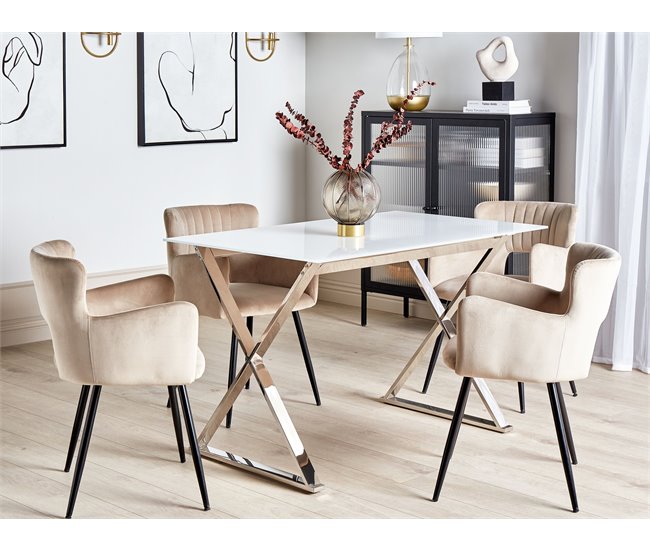 Beliani Mesa de comedor ATTICA Blanco