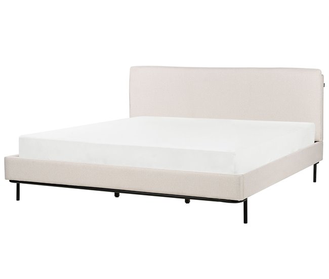 Beliani Cama con somier Poliéster CORIO 193x219 Crema