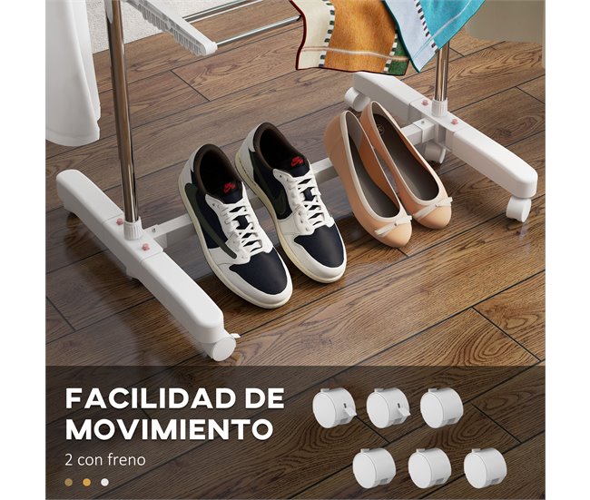 Tendedero Plegable ABS y Acero Inoxidable HOMCOM Gris