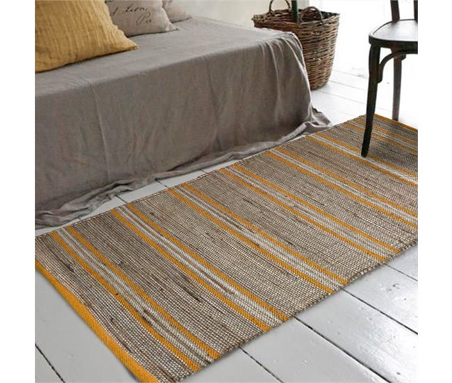 Alfombra de yute con detalles de algodón Palena 60x90 Amarillo