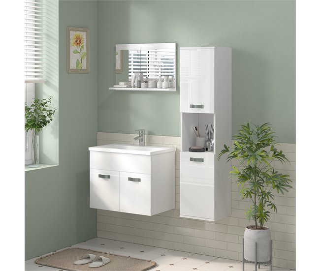 Muebles de Baño Melamina de Madera kleankin, hogar - baño Blanco