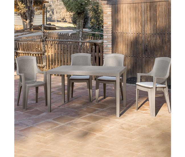 Mesa Exterior - Rodas 138x78 Negro/ Gris