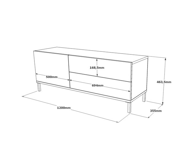 Mueble tv 120cm SUN Gris
