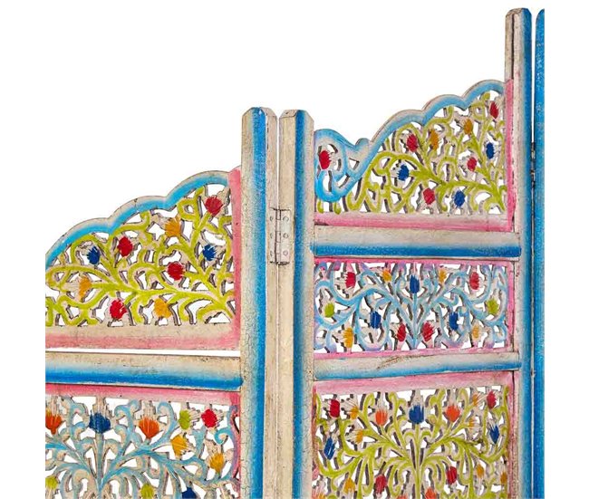 Biombo de madera artesanal Multicolor