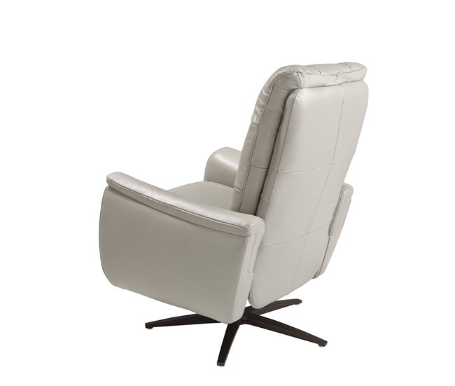 Sillón relax giratorio piel gris Gris/ Madera