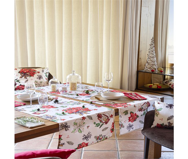 CAMINO DE MESA DE NAVIDAD RIBBON Blanco