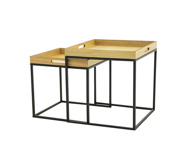 Acomoda Textil – Conjunto de 2 Mesitas Auxiliares. Madera