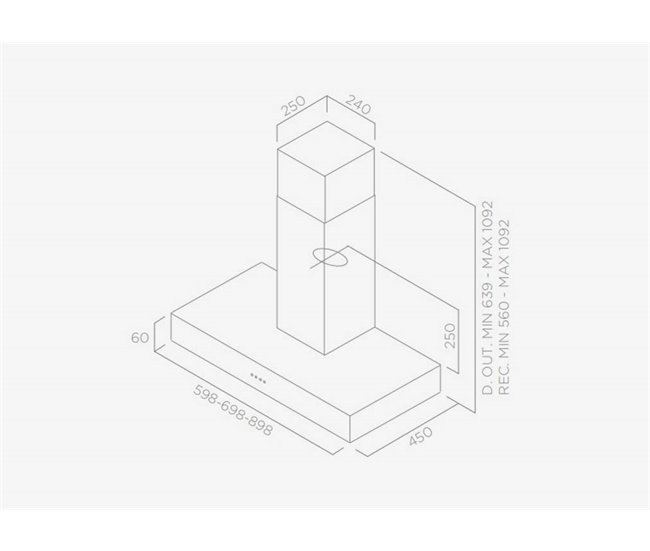 Campana pared T invertida TURBOAIR DIGITAL Inox
