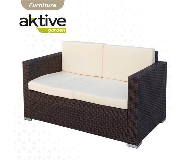 Conjunto muebles terraza sillones, sofá y mesita ratán Aktive Negro
