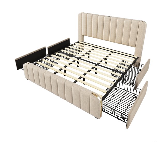 Camas de matrimonio 188x215 Beige