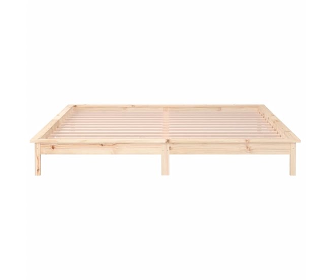 Estructura de cama de madera maciza con LED 120x200 Blanco