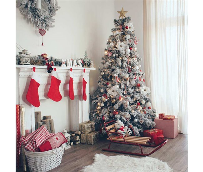 Árbol de Navidad de lujo efecto nieve Verde Oscuro
