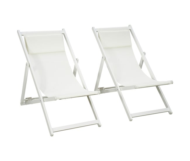 Conjunto de 2 Tumbonas Aluminio, Texteline Outsunny Gris Claro
