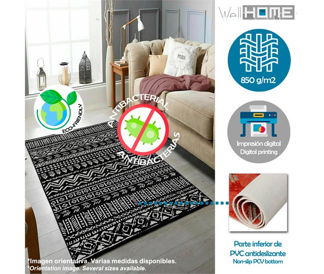 Alfombra De 100 X 200Cm 200x100 Azul Claro