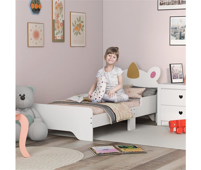Cama para Niños MDF, Tablero Multicapa ZONEKIZ Blanco