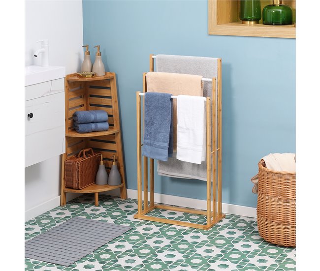 Toallero de Pie Bambú HOMCOM, hogar - baño Marron