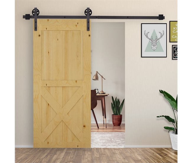 Herraje para Puerta Corredera Acero al Carbono HOMCOM 183 Marron