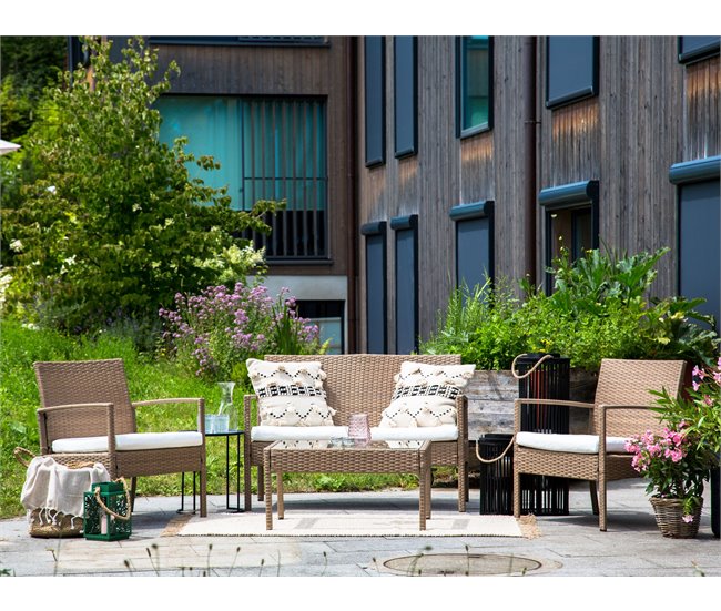 Beliani Conjunto de jardín Ratán sintético MARSALA Natural