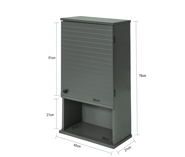 Armario de Pared con 3 estantes BZR25-DG SoBuy Gris Oscuro