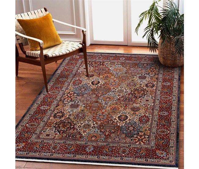 Alfombra KESHAN franjas Ornamento marco oriental 7576/53511 300x380 Multicolor