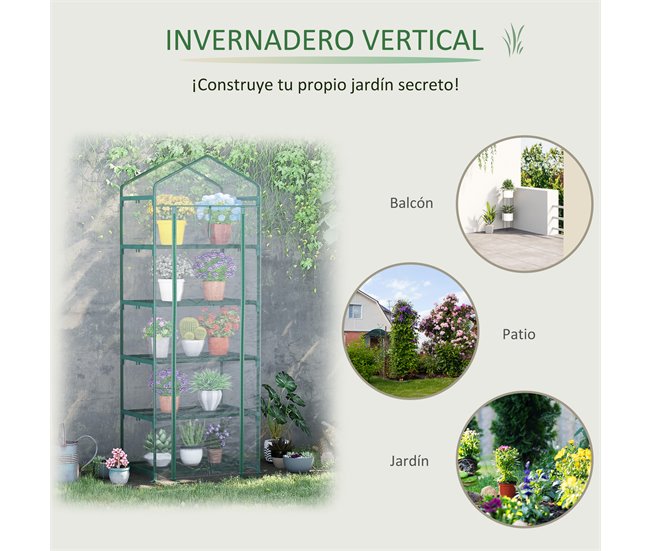 Invernadero de Jardín Acero, PVC Outsunny Transparente