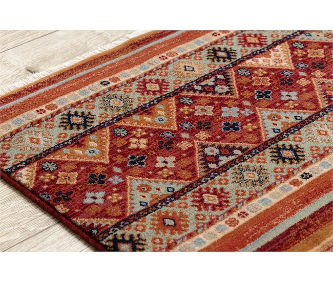 Alfombra KESHAN franjas oriental 7685/53578 80x145 Terracota