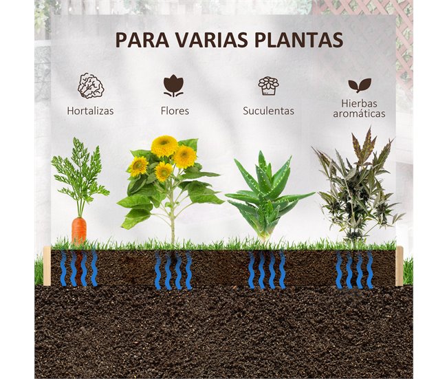 Arriate de Madera Madera de Abeto Outsunny Marron