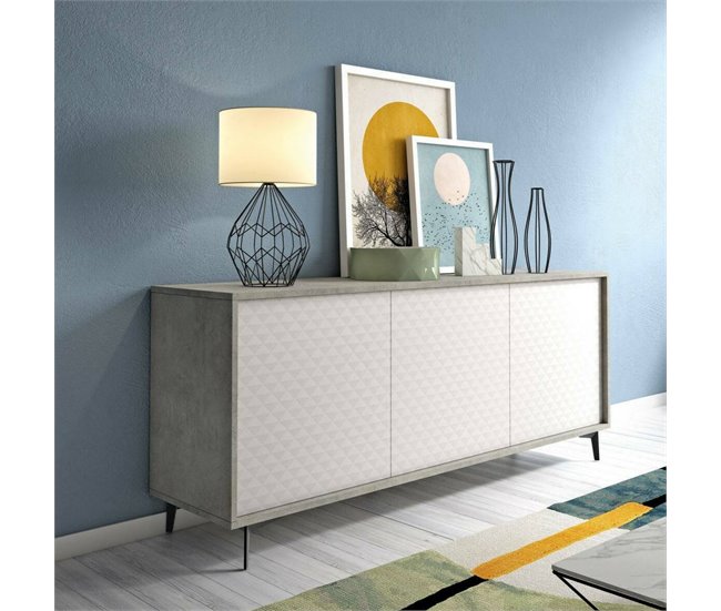 Aparador efecto madera 184 Blanco/ Gris