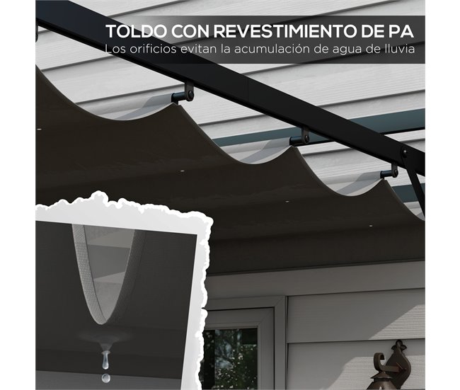 Pérgola Acero, Poliéster Outsunny Gris