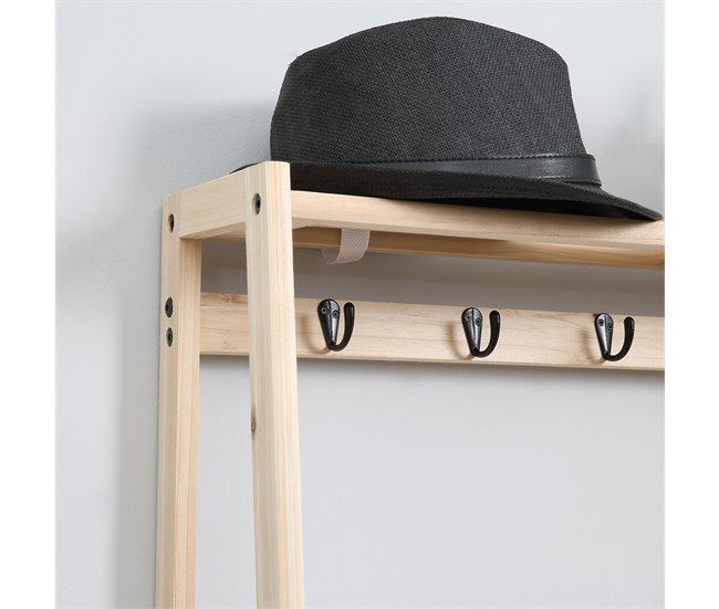 Perchero con Zapatero Madera de Abeto, Poliéster HOMCOM Marron