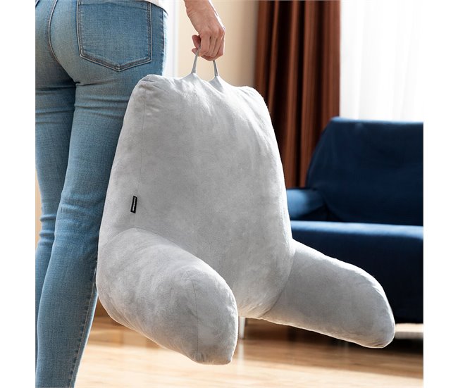 Almohada de Lectura con Apoyabrazos Gris