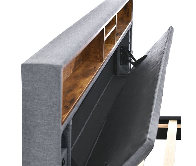 Cama de matrimonio de madera maciza Gris