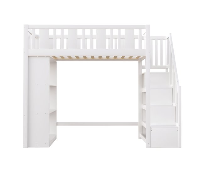 Cama alta para niños 95x253 Blanco