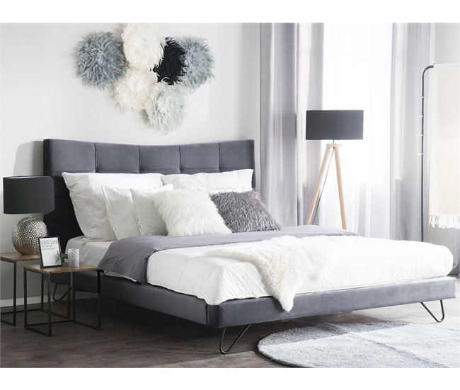 Beliani Cama con somier Poliéster LANNION 203x223 Beige