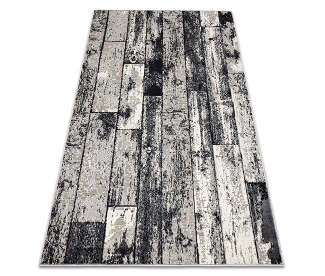Alfombra LISBOA 27211356 tablero parquet Rectángulos 80x150 Gris