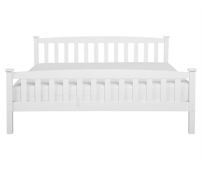 Beliani Cama con somier Madera de pino GIVERNY 169x208 Blanco