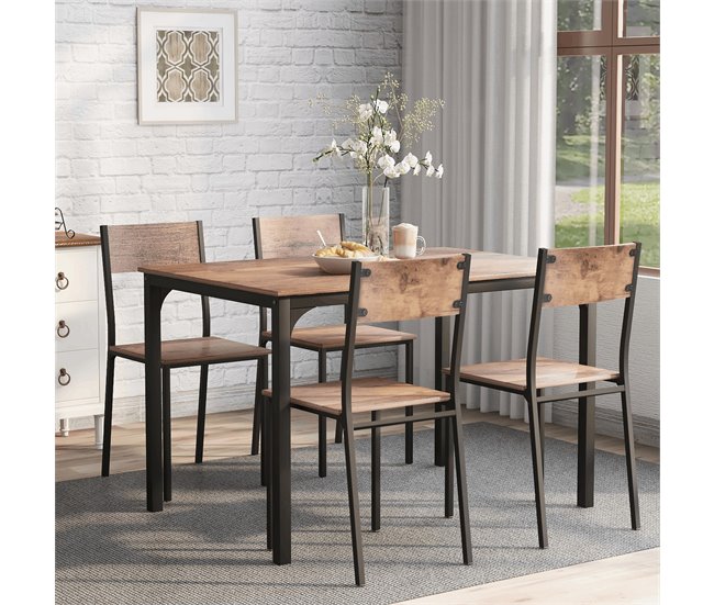 Conjunto de mesas y sillas de comedor Marron