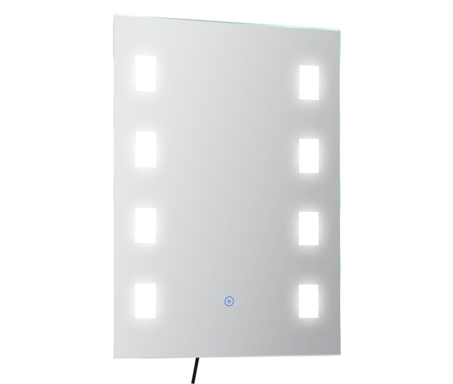 Espejo de Baño Vidrio, Aluminio, LED, Plástico kleankin Plateado