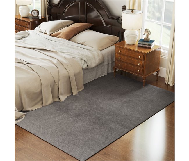 Alfombra de Salón Poliéster, TPR HOMCOM, hogar - decoración Gris