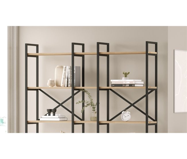 Estantería MILENA estructura metal Negro/ Madera