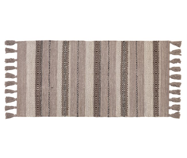 Alfombra de algodón a rayas 120x60 Marron