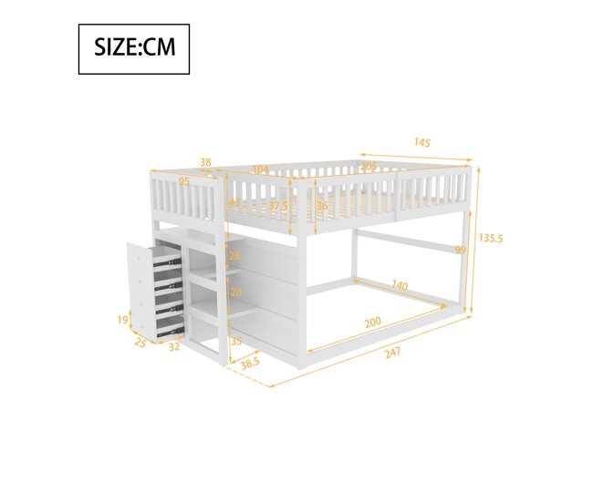 Cama litera 145x247 Blanco