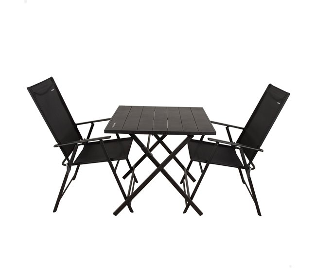 Aktive Conjunto plegable de jardín con mesa y 2 sillas de acero Negro