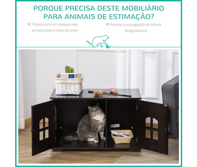 Casa para Gatos MDF PawHut, mascotas - accesorios para gatos Marron